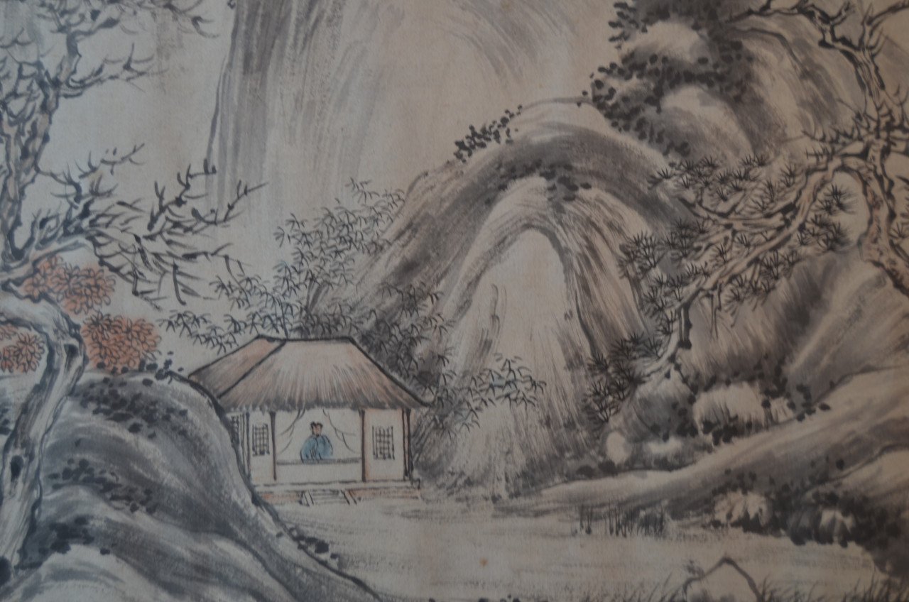Fraaie Chinese scroll gesigneerd Wang Run