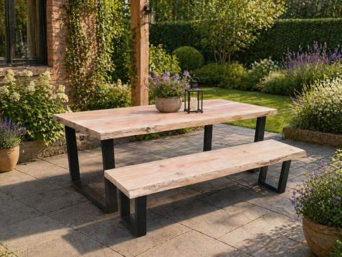 Tuinset / boomstamset in douglashout 200x100 cm Tafel + bank Nieuw