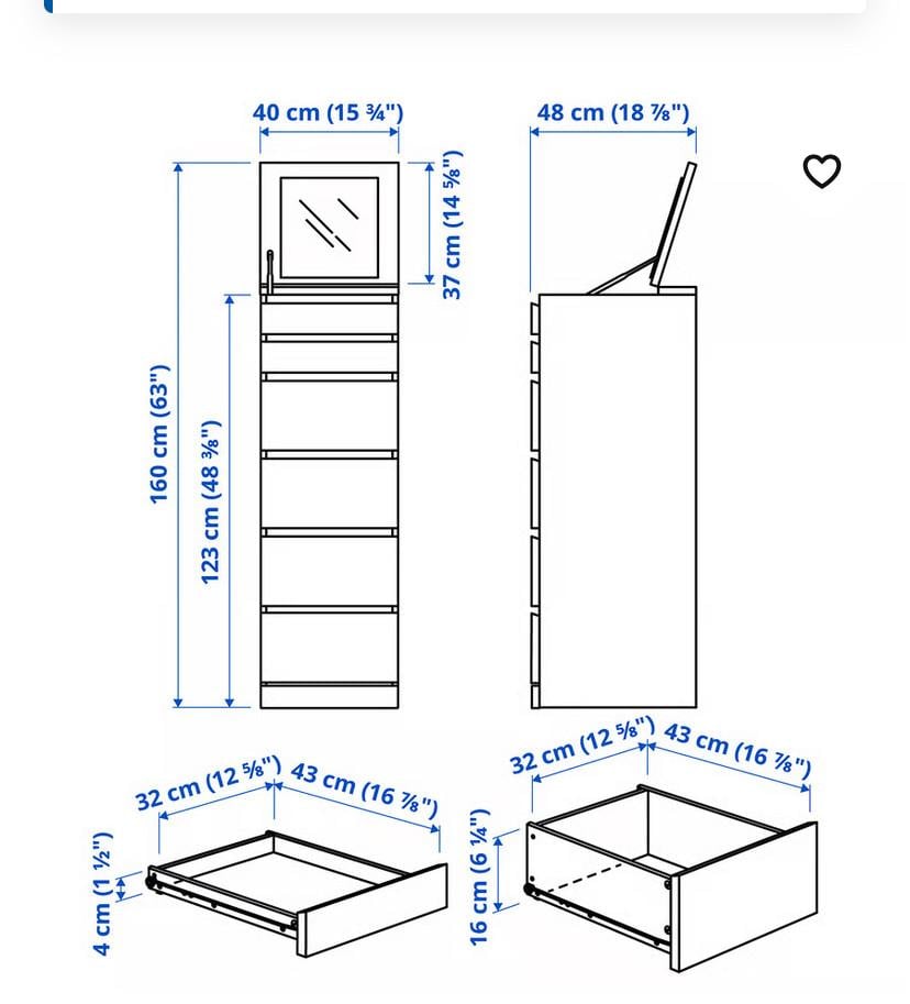 Ladekast met spiegel ikea