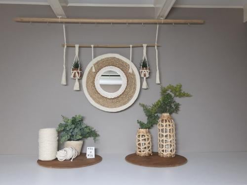 Unieke handgemaakte spiegel wandhanger inclusief plantjes