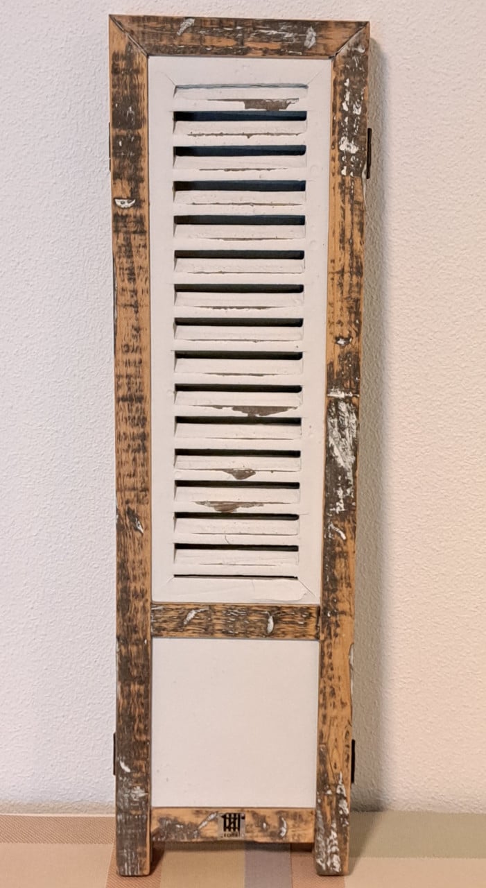 Mooie shabby chic drieluik shutter/raamscherm 70x60 cm