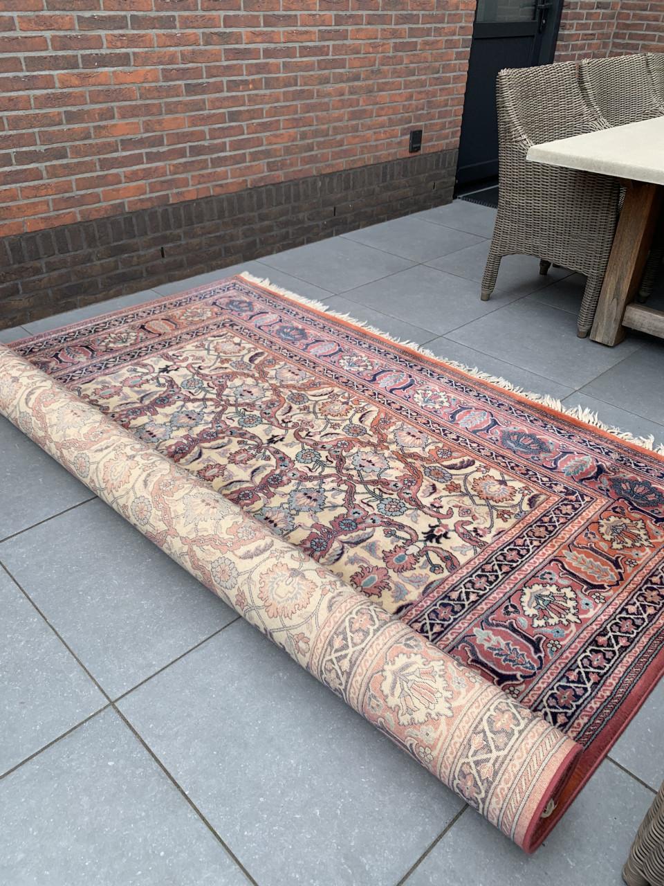 💐Prachtig Sfeervol Oud Roze Vintage Vloerkleed Zuiver Scheerwol💐
