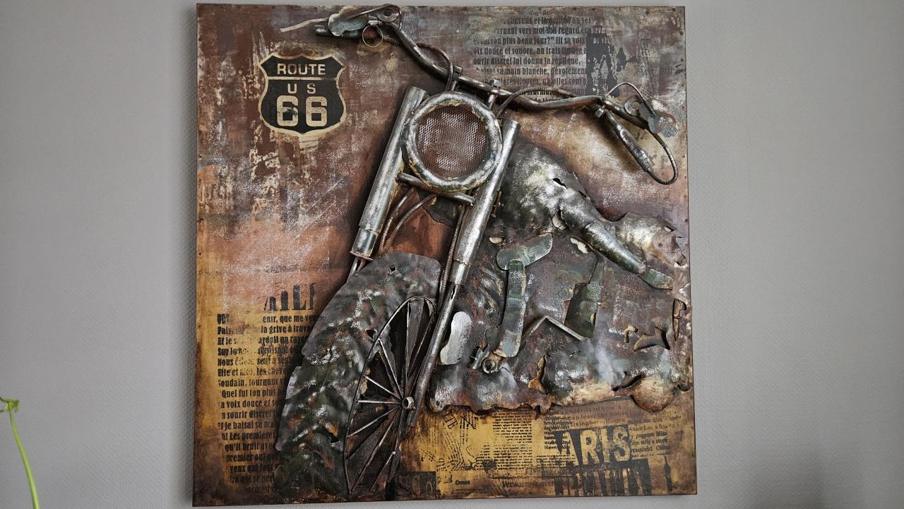 Metalen schilderij motor