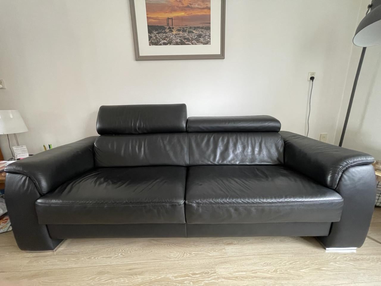 3 zitsbank zwart leder