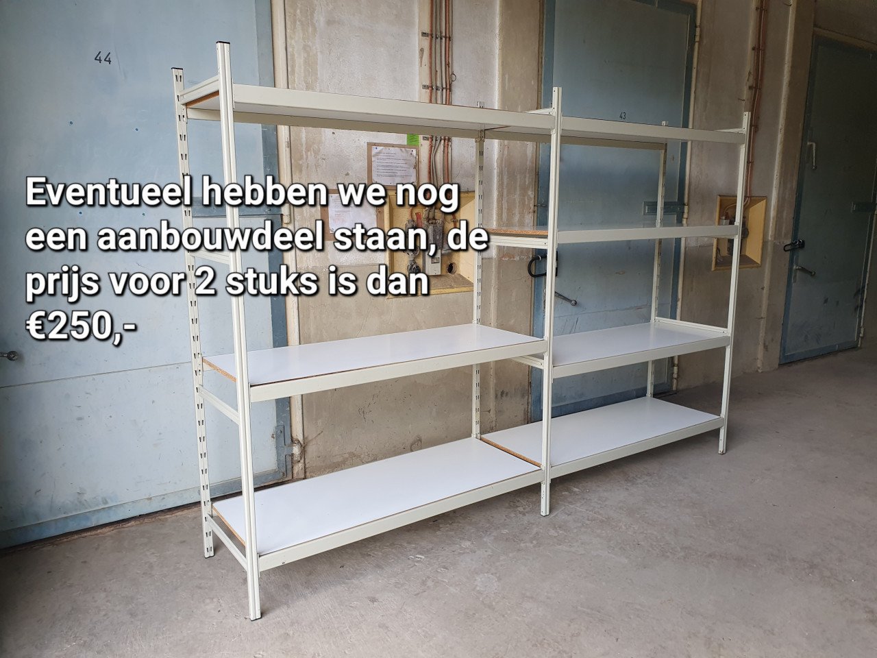 Opbergrek/kast, magazijn of legbordstelling voor schuur&garage.