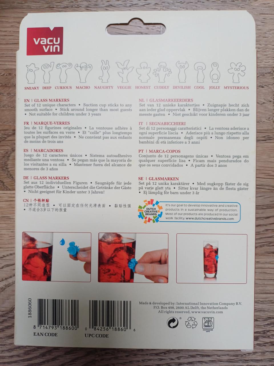NIEUW: Vacu Vin Glass Markers - set van 12 party figuurtjes!
