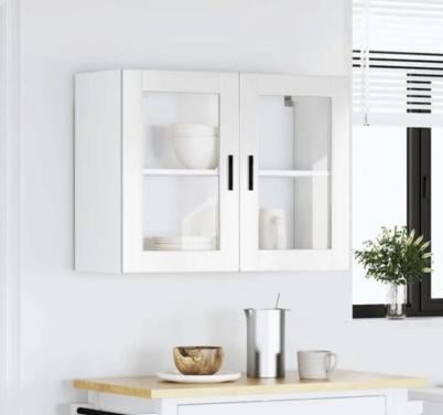 Nieuw in de verpakking / kast / Glazen deurtjes / Wit / 80 x 60 cm