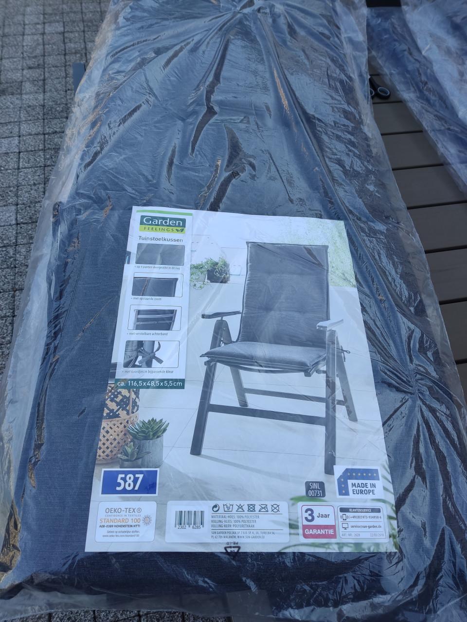 Tuin Stoelkussen Nieuw - Hoog model - Antraciet - 4 stuks