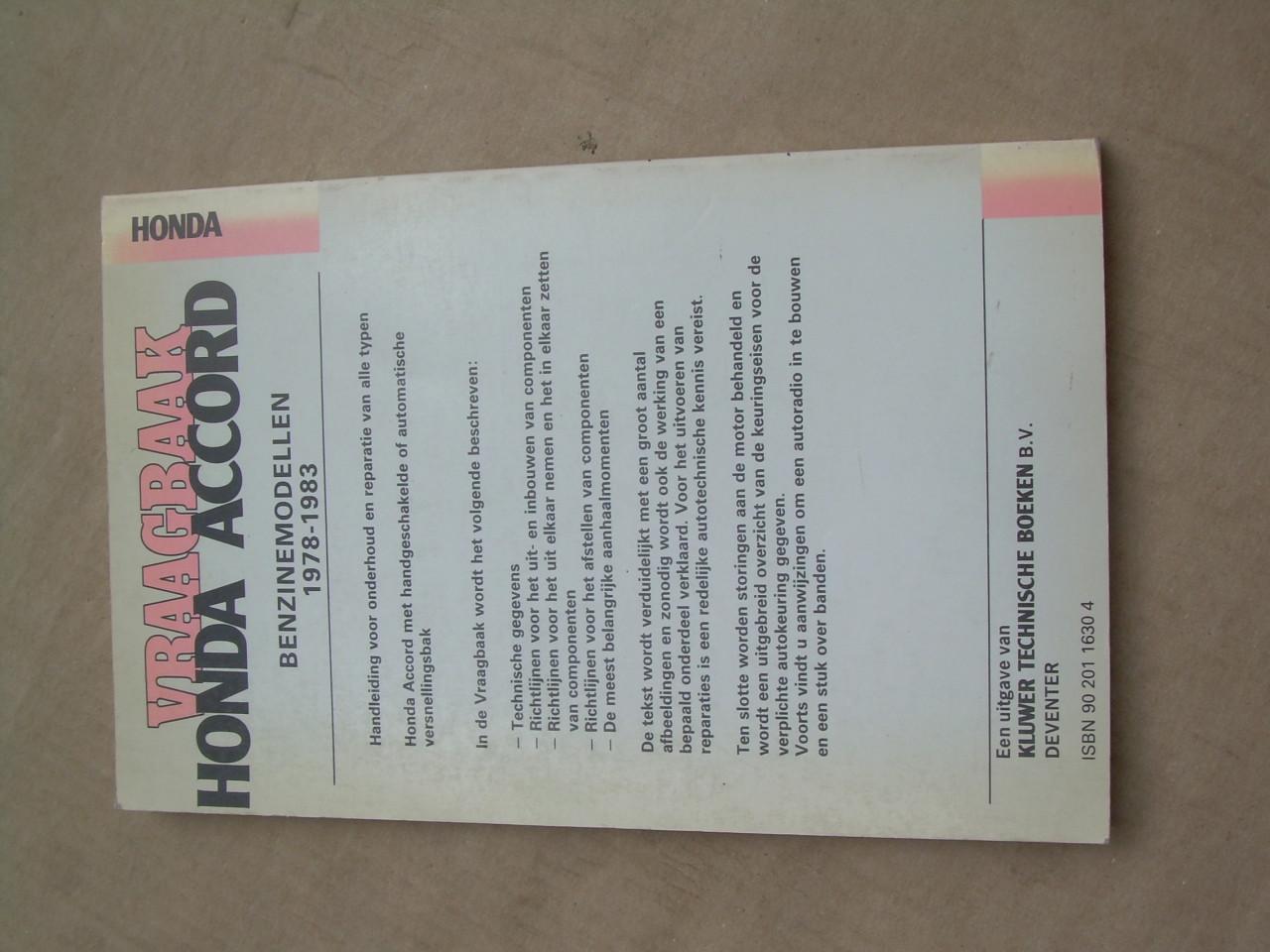 Vraagbaak Honda Accord bwj. 1978 - 1983