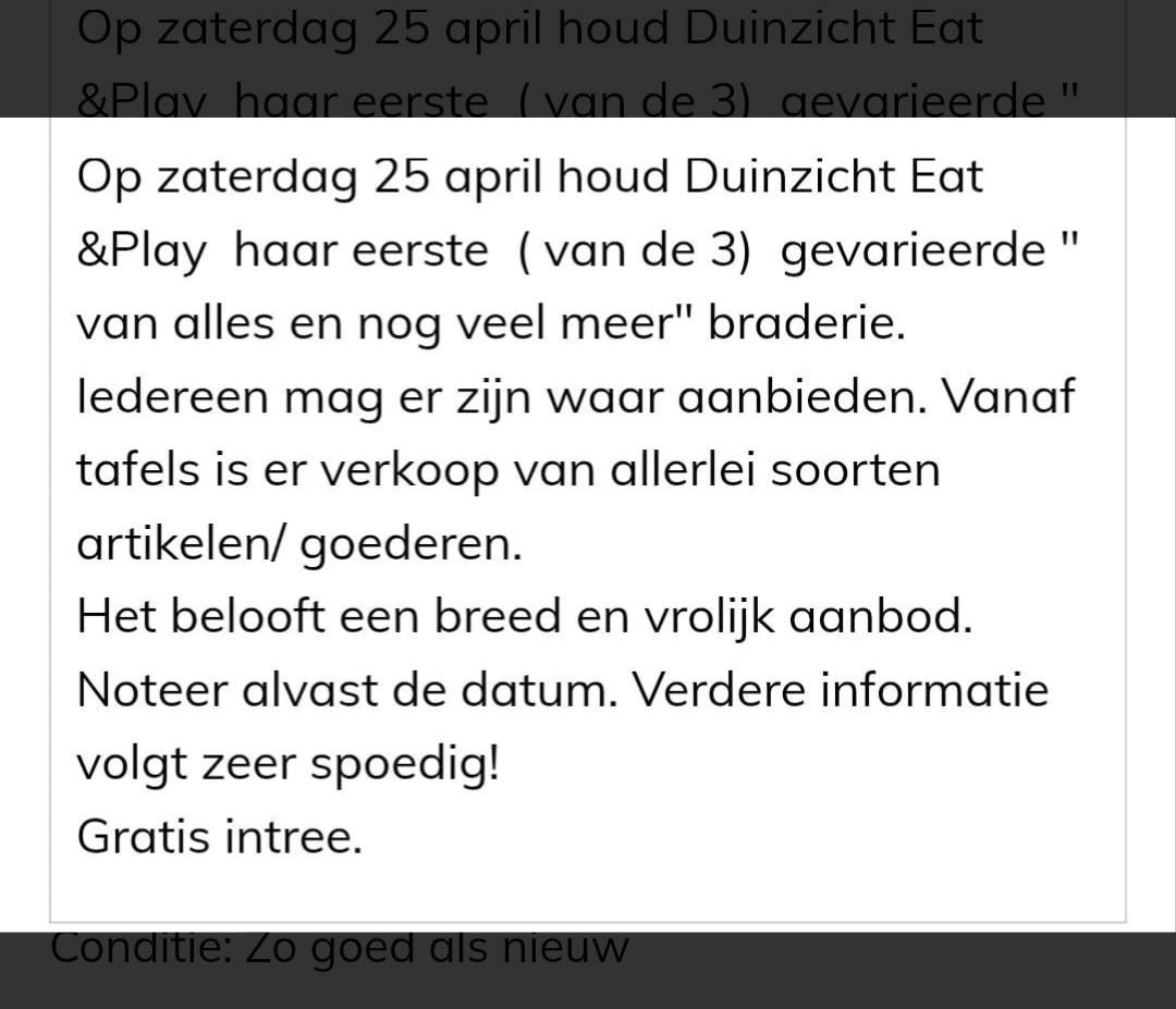 Braderie bij Duinzicht Eat &Play