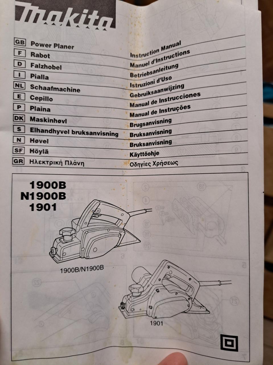 Makita schaaf type 1901 compleet in metalen box
