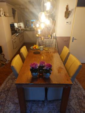 Eethoek strak model massief teakhout