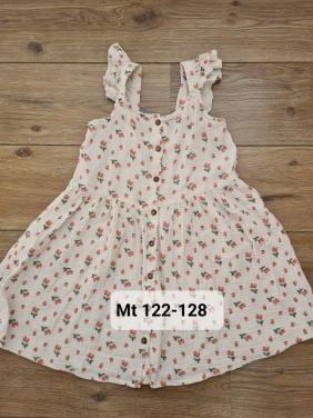 Ecru, licht beige jurkje met aardbeien van Hema  Maat 122-128