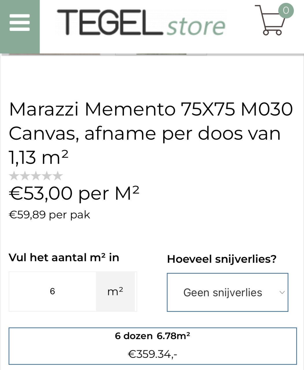 75x75cm vloertegels 7m2