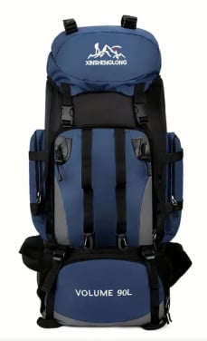 Nieuwe ongebruikte blauwe 90L rugzak