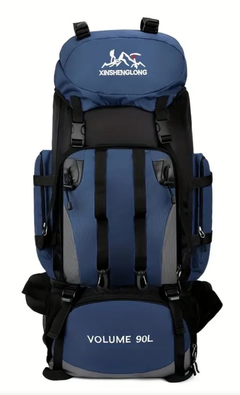 Nieuwe ongebruikte blauwe 90L rugzak