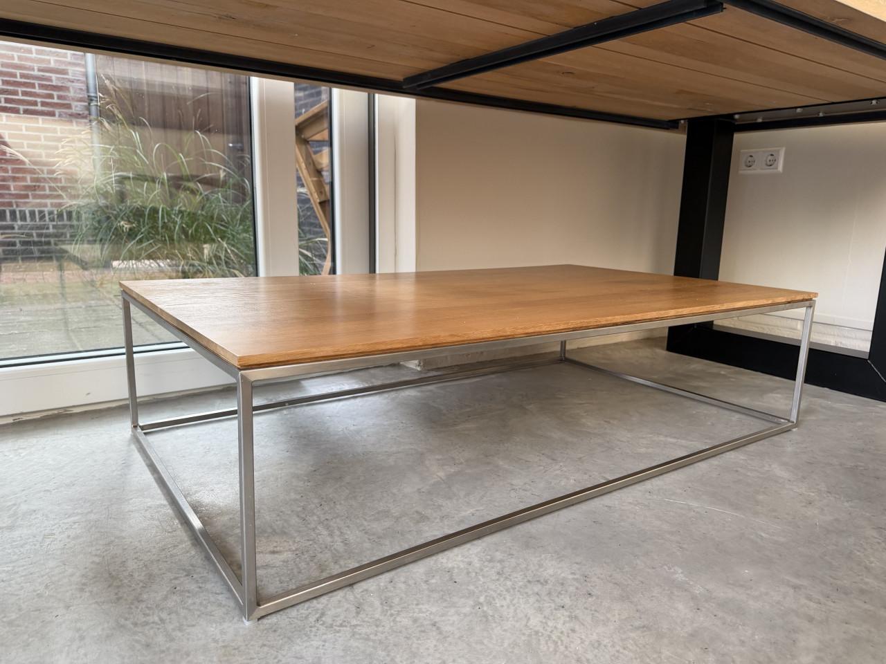 Salontafel eiken blad stalen frame 120x70x30cm