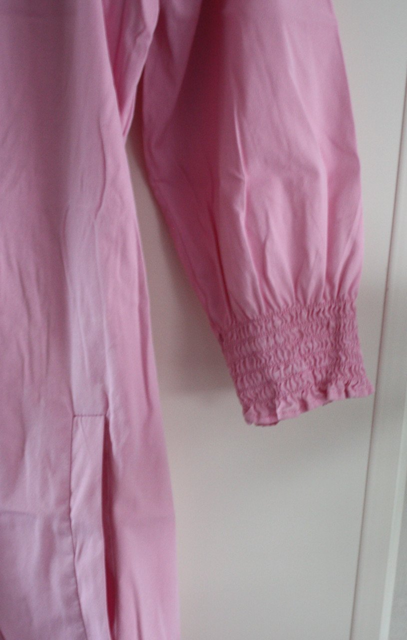 Roze lange jurk met kraag  maat 36