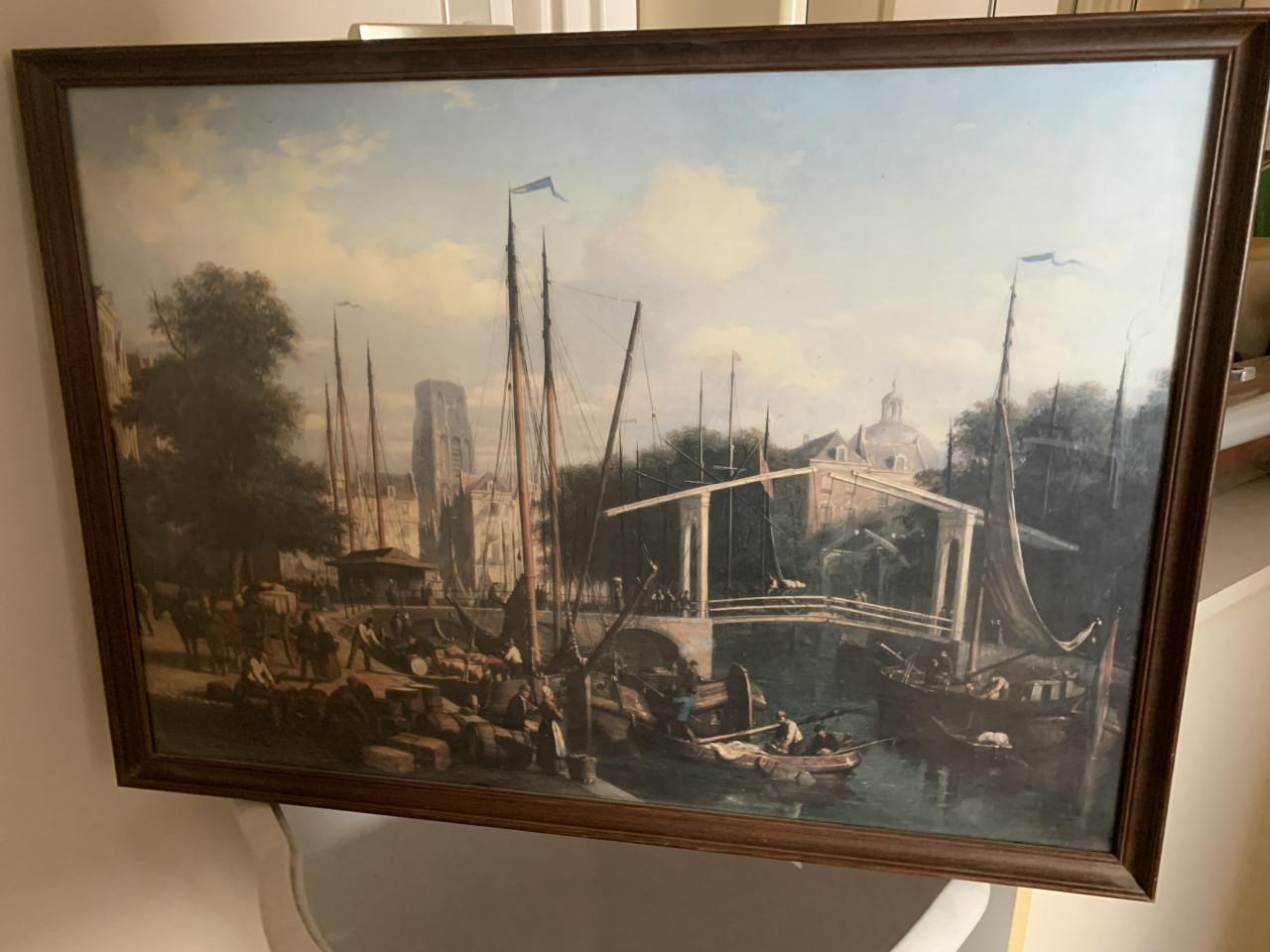 Schilderij met glas en lijst