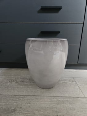Decoratie vaas bloempot grijs glanzend