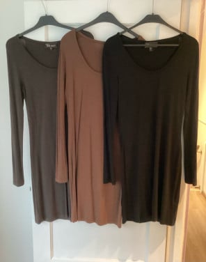 3 jurkjes anna scott zwart grijs bruin zgan maat l