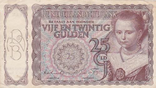 Biljet 25 Gulden 1943 Prinsesje  Bieden