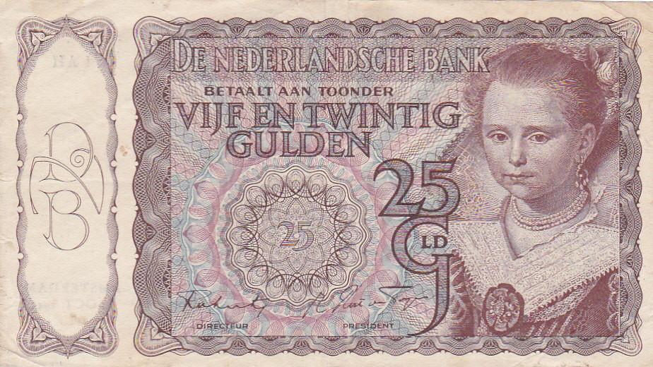 Biljet 25 Gulden 1943 Prinsesje  Bieden