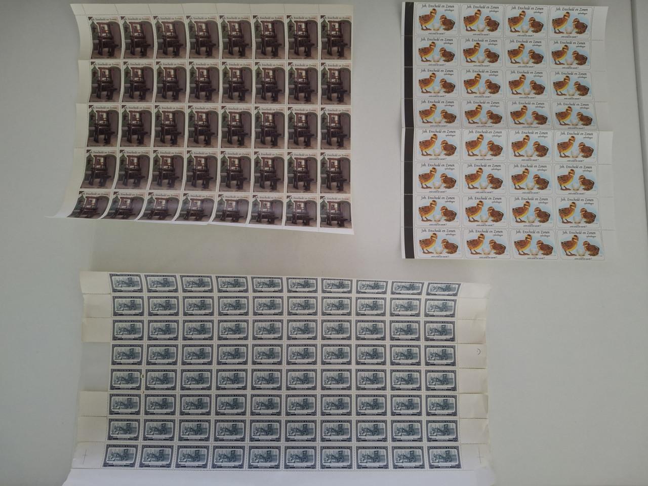 3 vellen sluitzegels Joh. Enschede