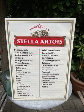 Vintage Stella Artois prijsbord