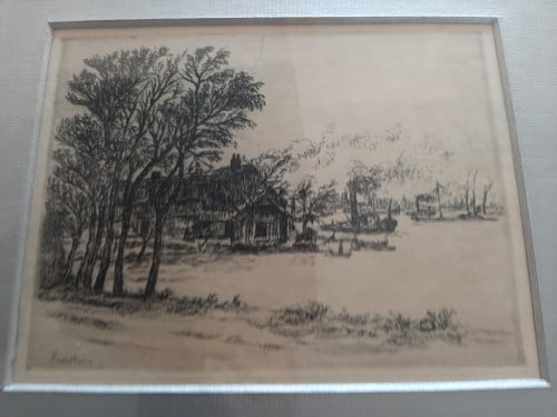 Schilderijtje zwart wit met lijstje