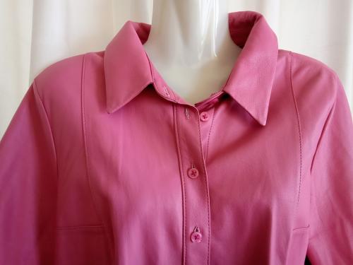 Echt leren roze bloesje