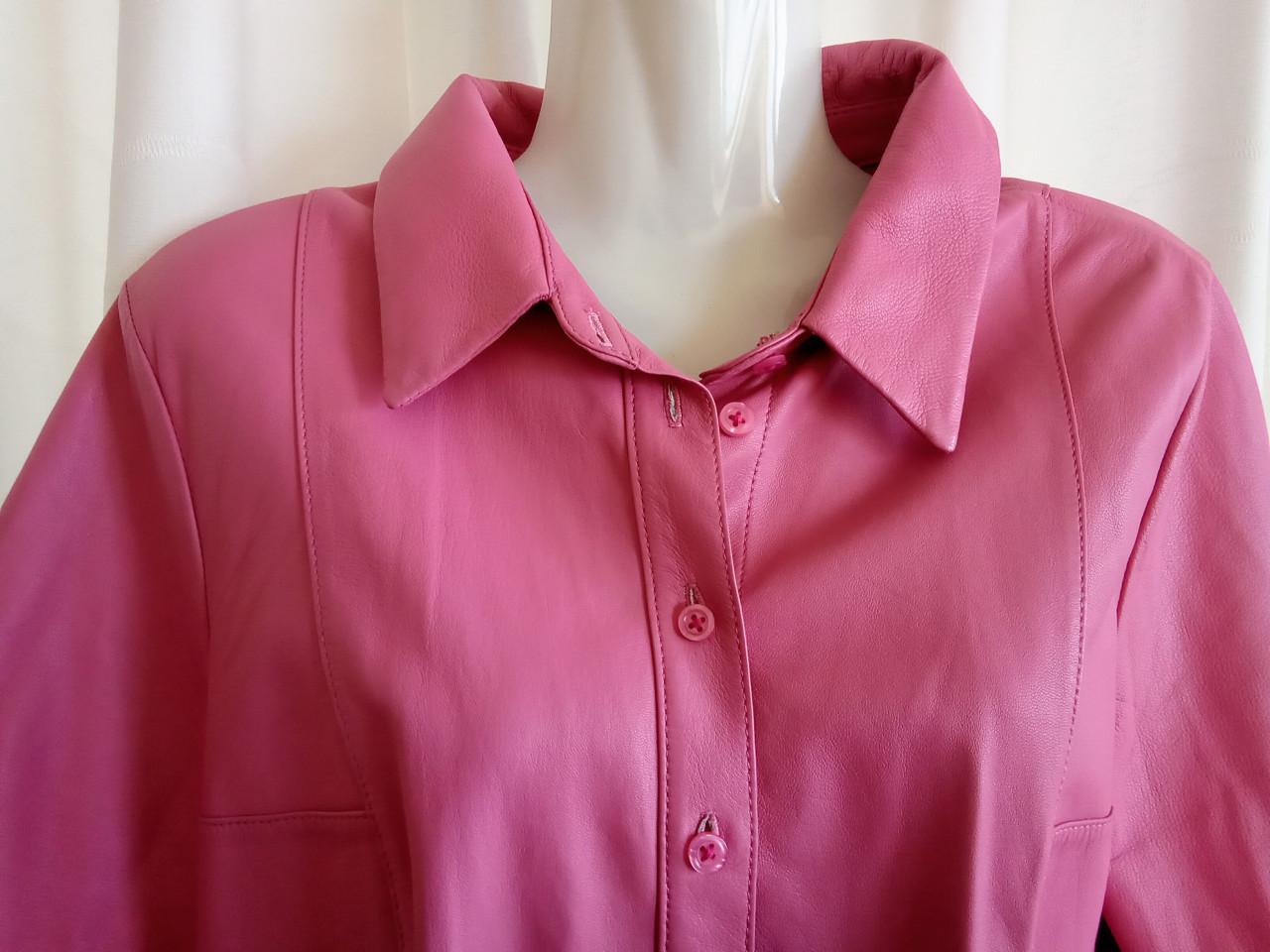 Echt leren roze bloesje