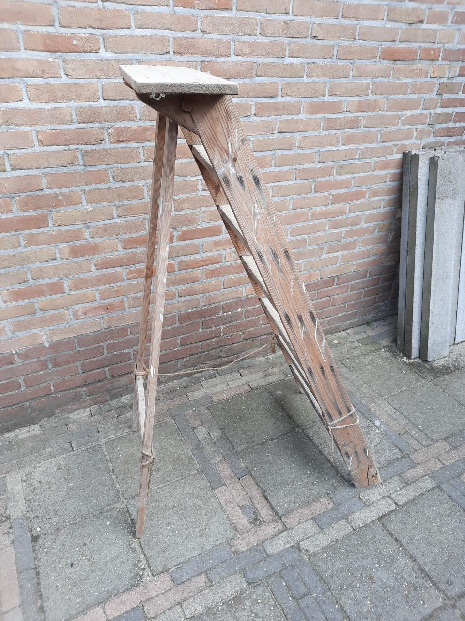 Mooie vintage houten schilderstrap trap ladder 130cm