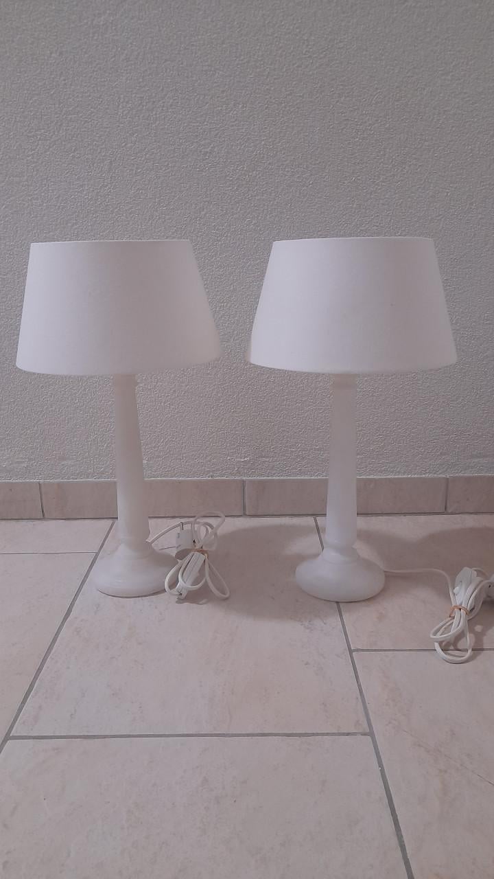 2 x tafellamp met marmeren voet  (z.g.a.n.)