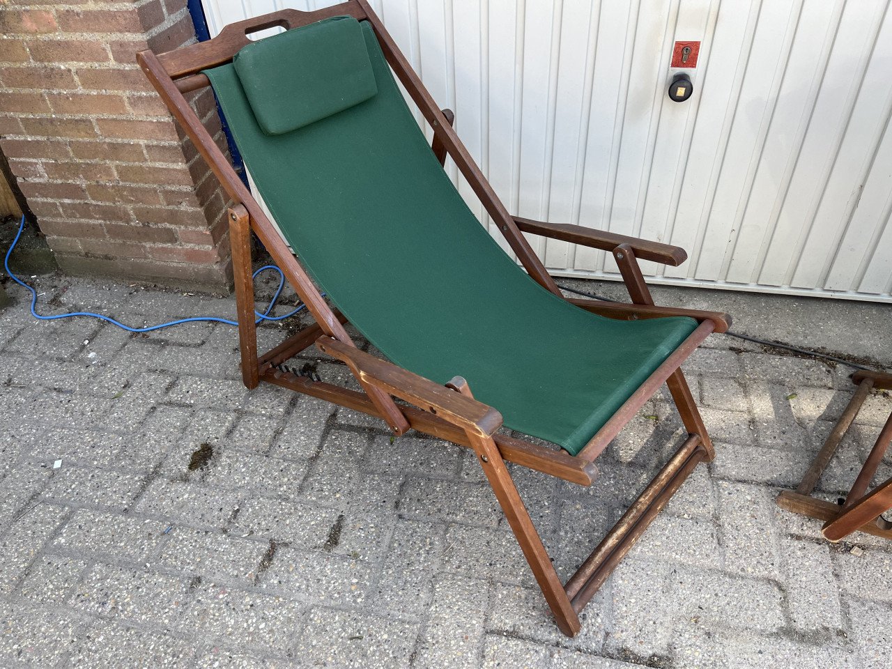 3 inklapbare strandstoelen met teakhouten frame