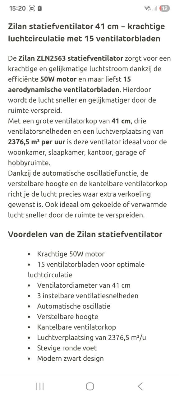 Ventilator zilan groot