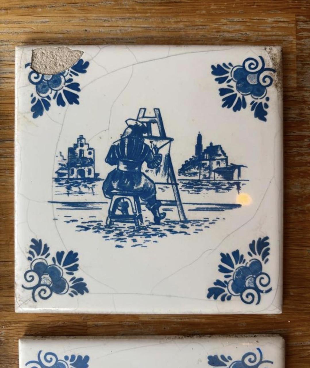 Set van 8 Villeroy & Boch Mettlach Tegels - Saar 1947