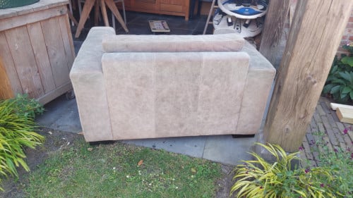 Leren love seat, taupe, gratis ophalen