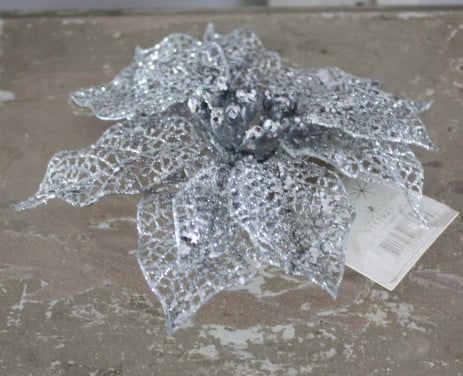 Nieuw zilver glitter bloem op knijper