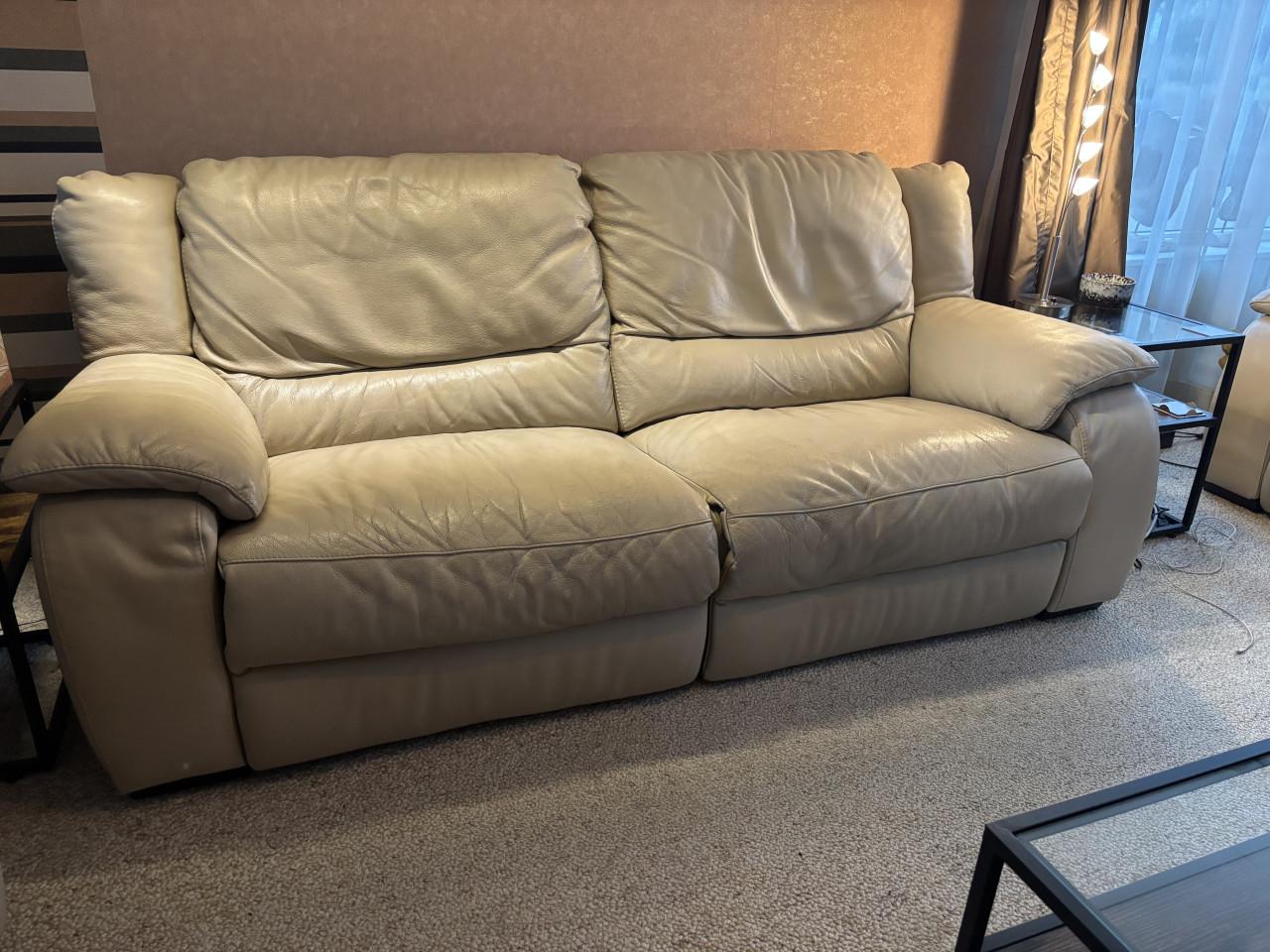 Crème leren elektrische 2,5 zitbank