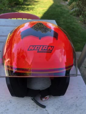 Nolan motorhelm, fel oranje hoofdmaat 61