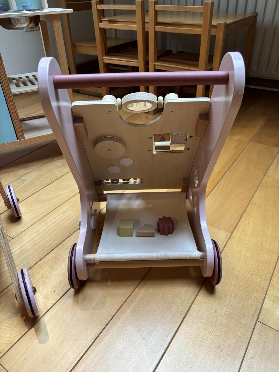 Little Dutch speel en loopwagentje, roze, vogel/vlinder/bloem motief