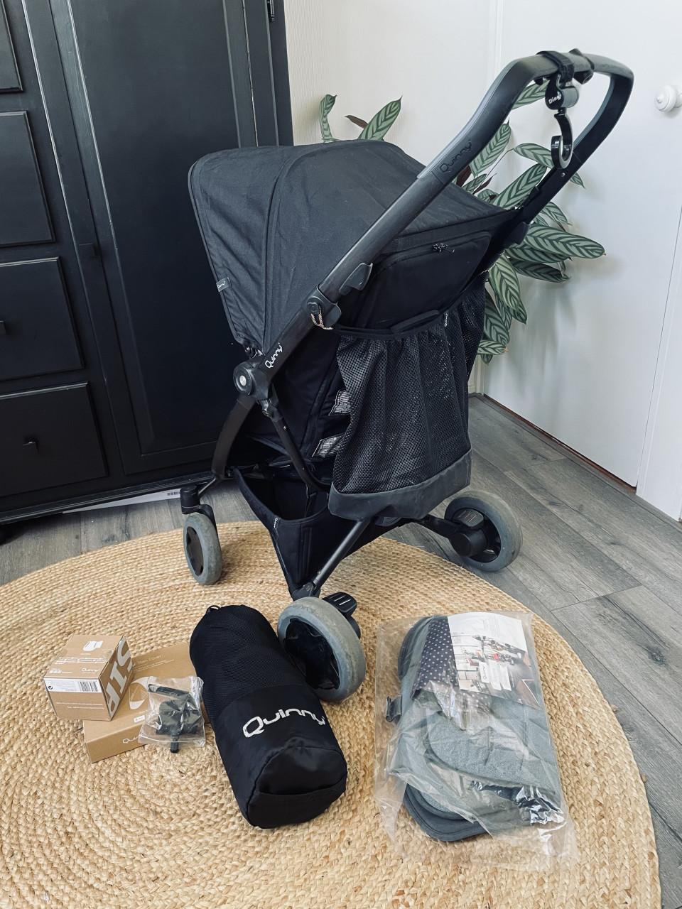 Zwarte Quinny Zapp Xpress plus met vele accessoires