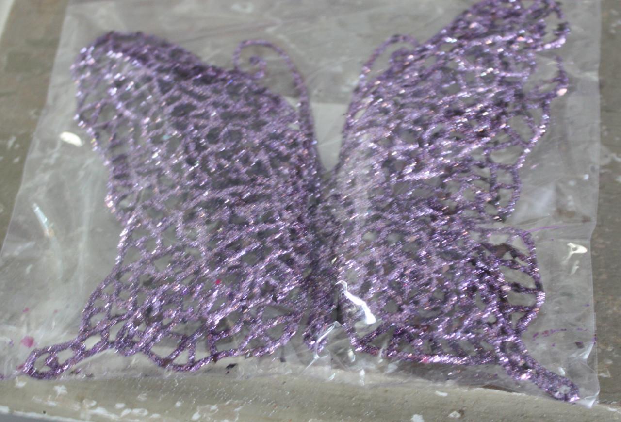 Set van 3paars glitter vlinders op knijper