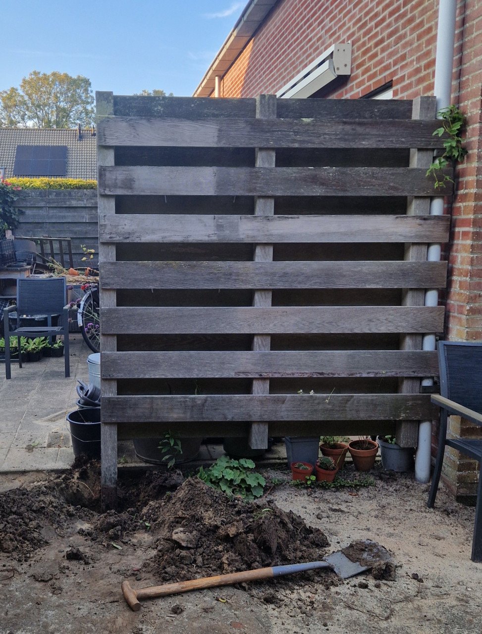 Gebruikt tuinscherm schuttingsdeel hardhout - nog prima!