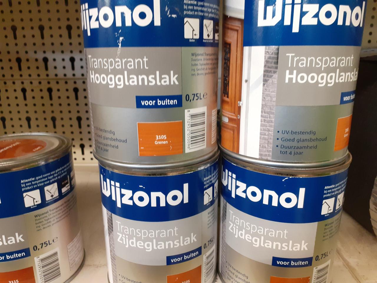 5 blik wyzonol transparent hoogglans en zijdeglans grenen voor 15 euro