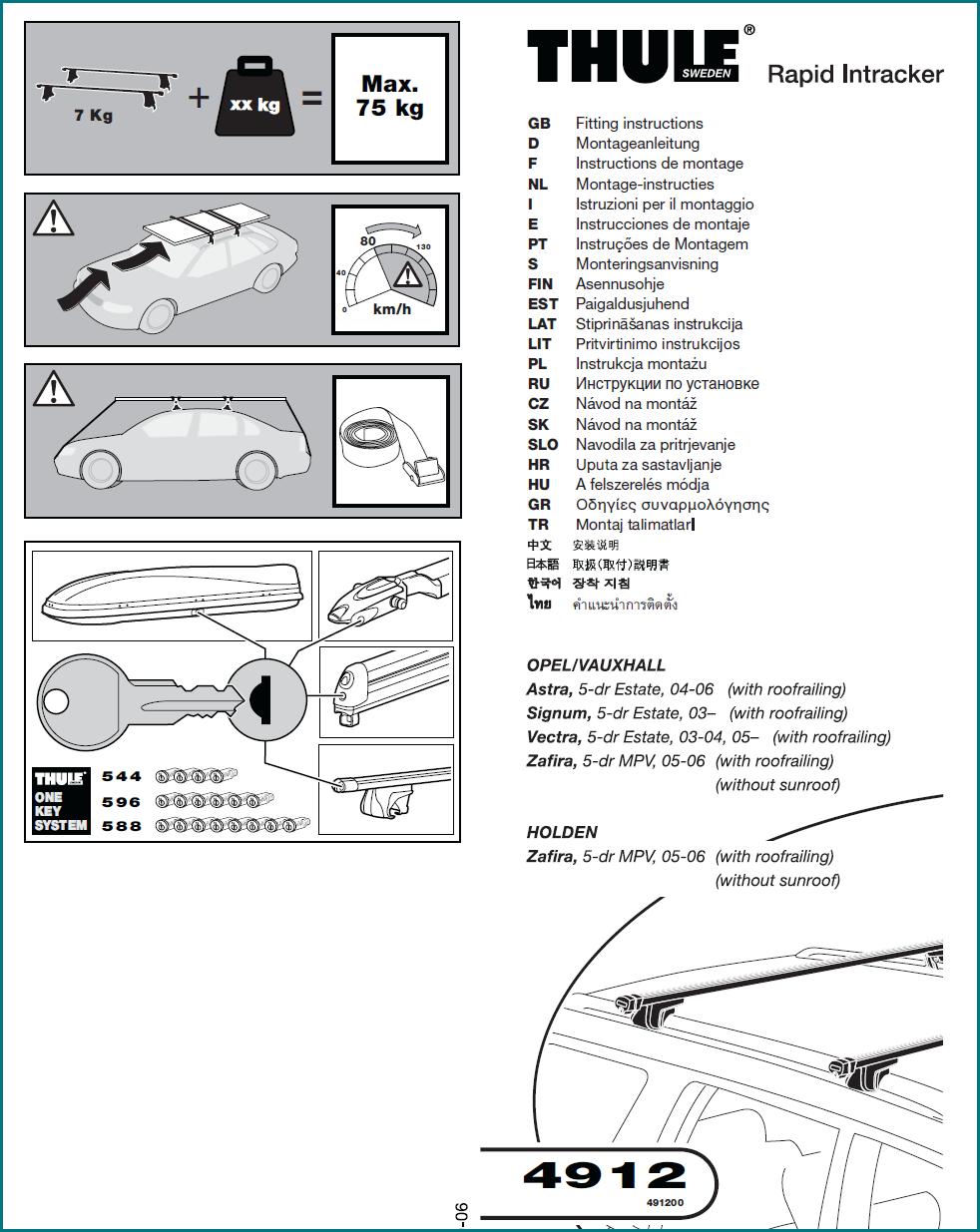 Thule dakdrager 4912 Opel Signum / Vectra C / Astra H / Zafira B