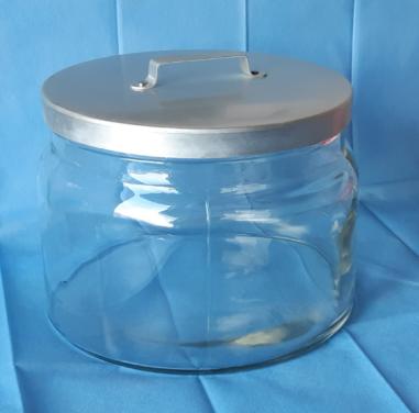 Glazen voorraadpot met deksel Ø 22 cm. , ↑ 16 cm.
