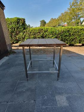 Bartafel, rvs onderstel, hardhouten blad