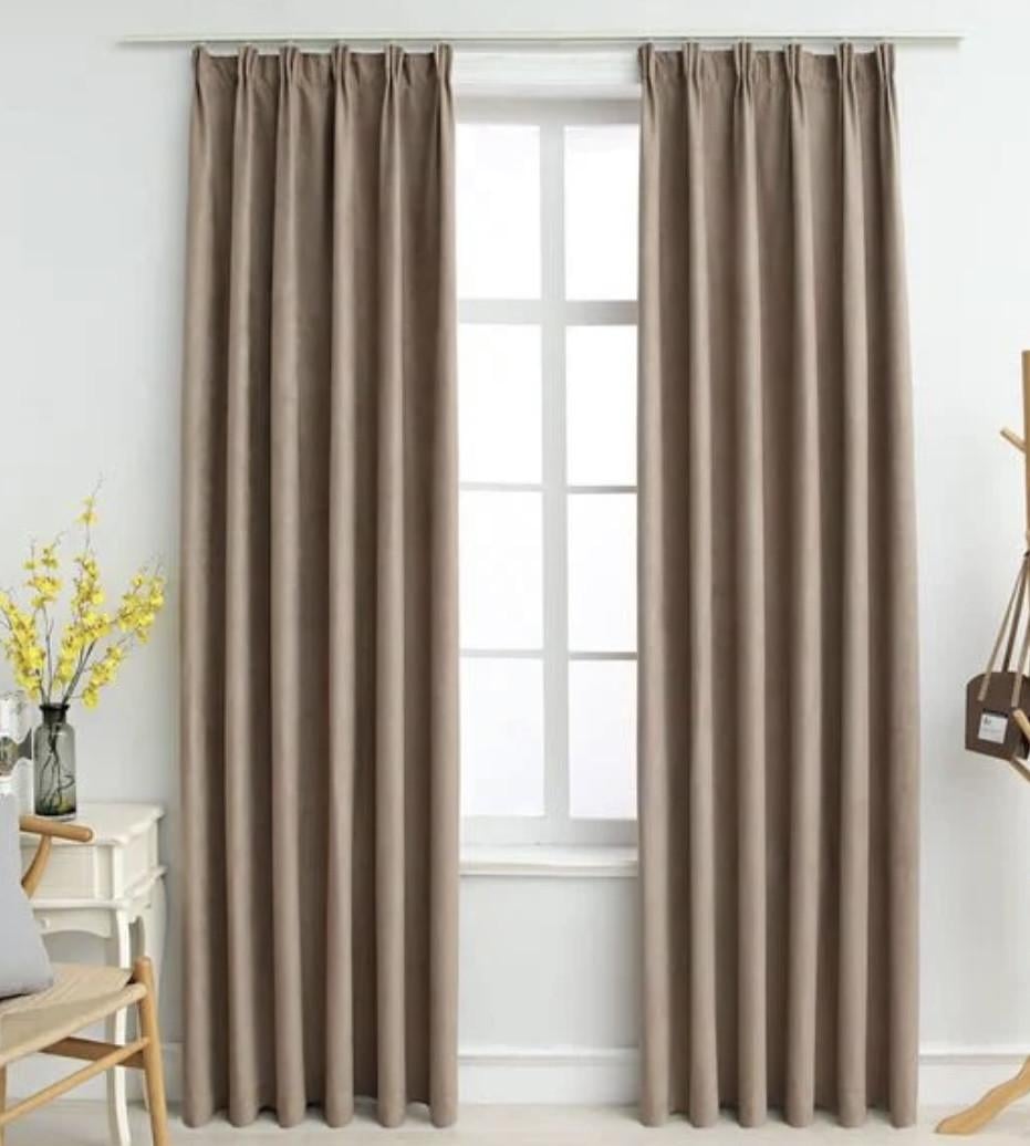 2 X Nieuwe gordijnen met haken / 225 x 140 / Taupe
